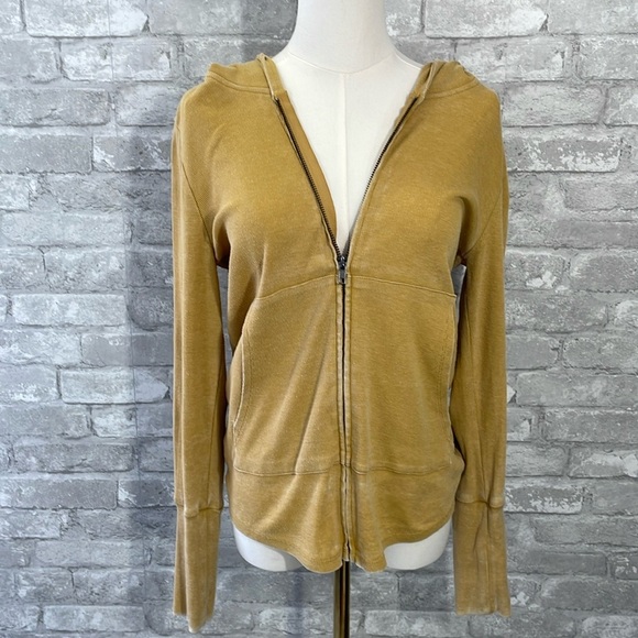 Chaser Yellow Washed Zip up Hooded Cardigan - Picture 1 of 7